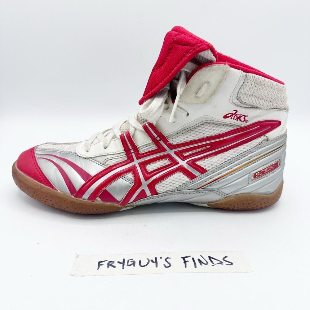 ASICS Split Second V Shoes Mens Size 11.5 Red White Mid Top Wrestling Mat Rare